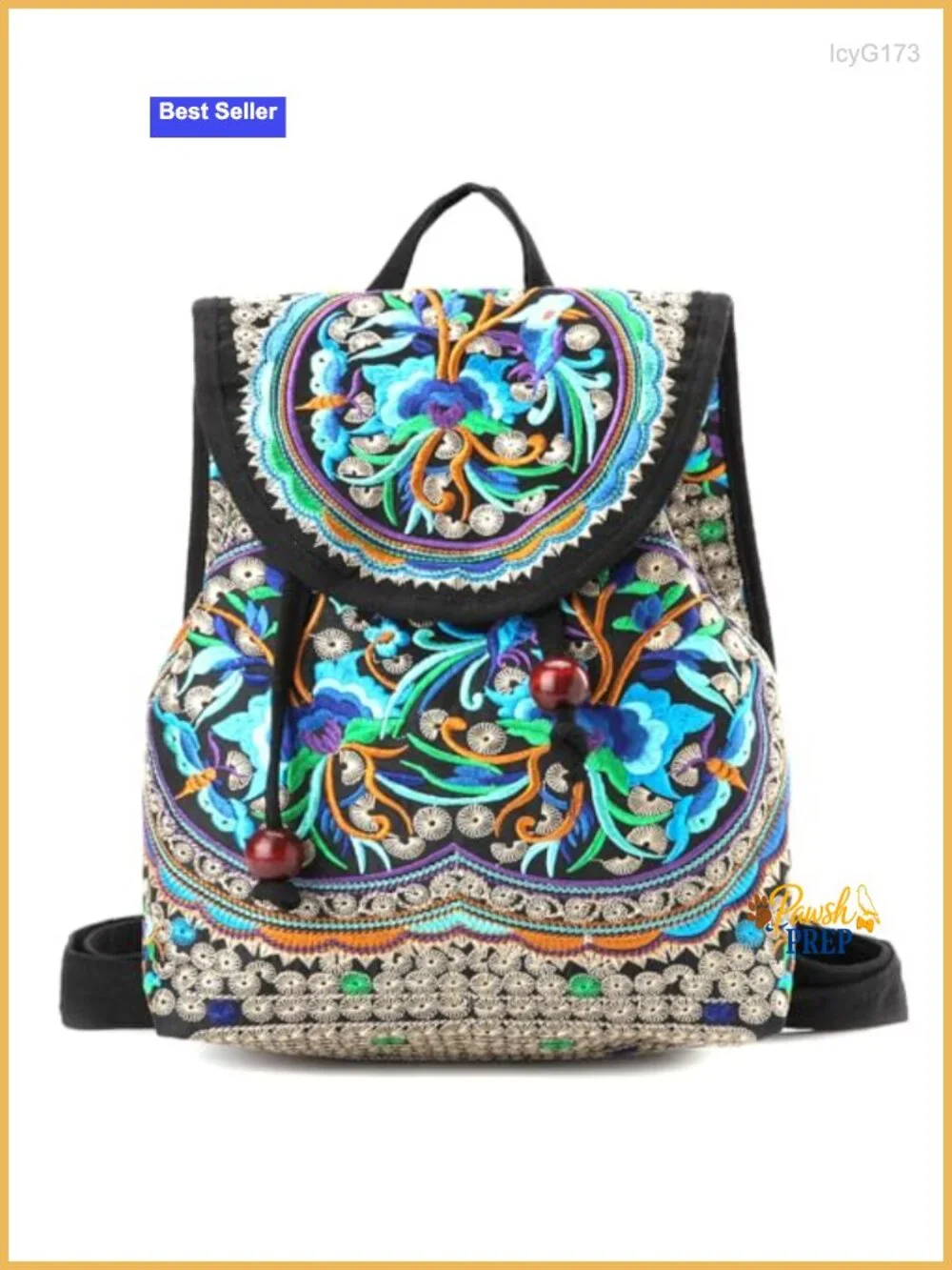Embroidered Backpack Purse for Women - Boho Canvas Daypack Travel